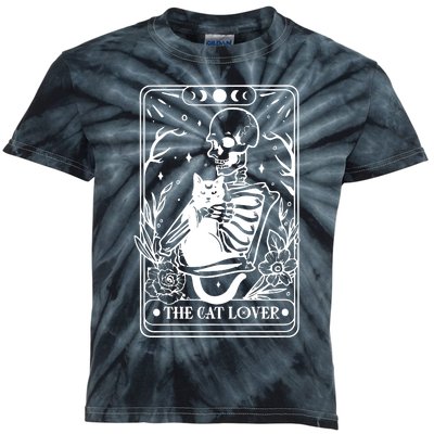 The Cat Lover Tarot Card Black Cat Skeleton Tarot Card Kids Tie-Dye T-Shirt