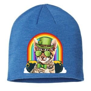 Toyger Cat Leprechaun Funny St Patricks Day Funny Gift Sustainable Beanie