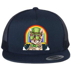 Toyger Cat Leprechaun Funny St Patricks Day Funny Gift Flat Bill Trucker Hat