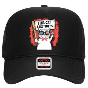 This Cat Lady Votes President Election Vote High Crown Mesh Back Trucker Hat