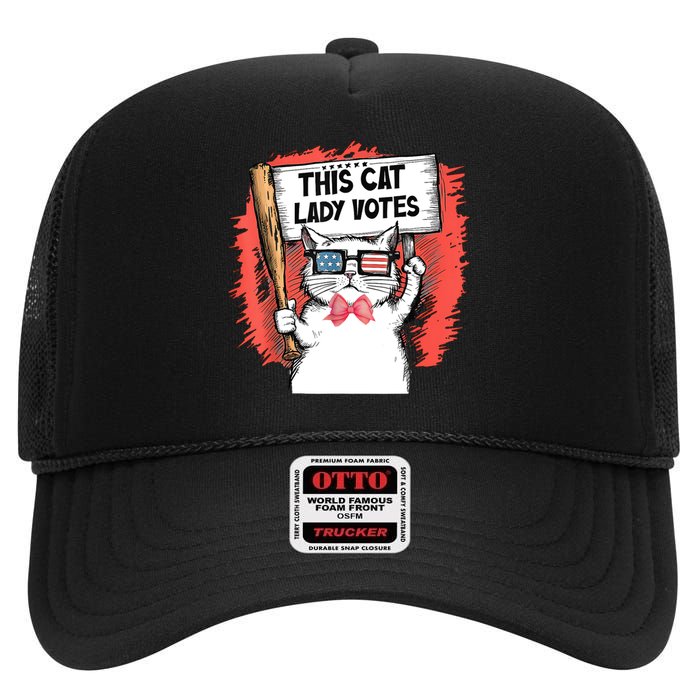 This Cat Lady Votes President Election Vote High Crown Mesh Back Trucker Hat