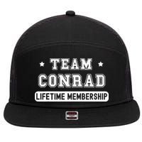Team Conrad Lifetime Membership Funny Family Last Name 7 Panel Mesh Trucker Snapback Hat