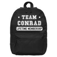 Team Conrad Lifetime Membership Funny Family Last Name 16 in Basic Backpack