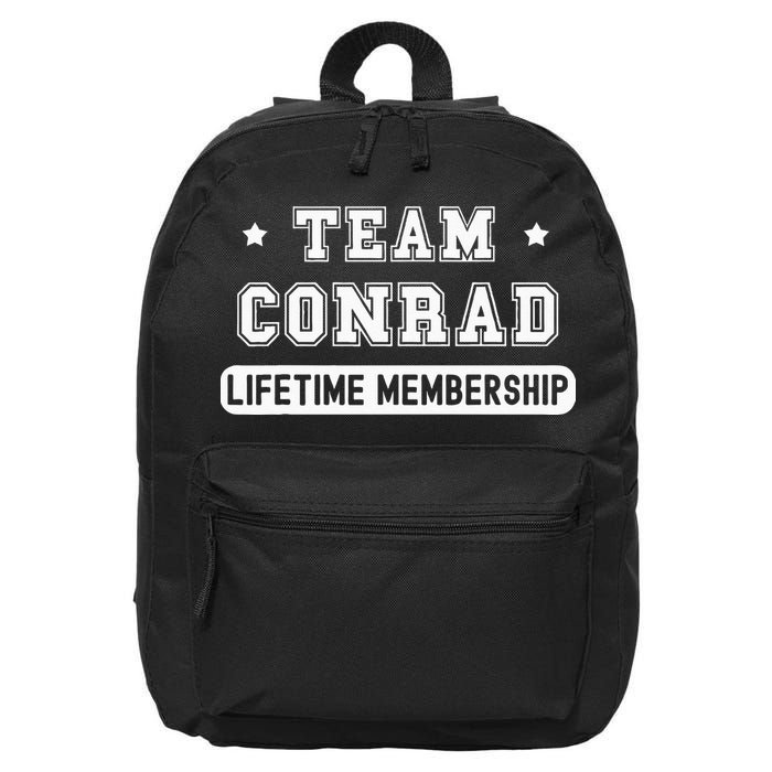 Team Conrad Lifetime Membership Funny Family Last Name 16 in Basic Backpack