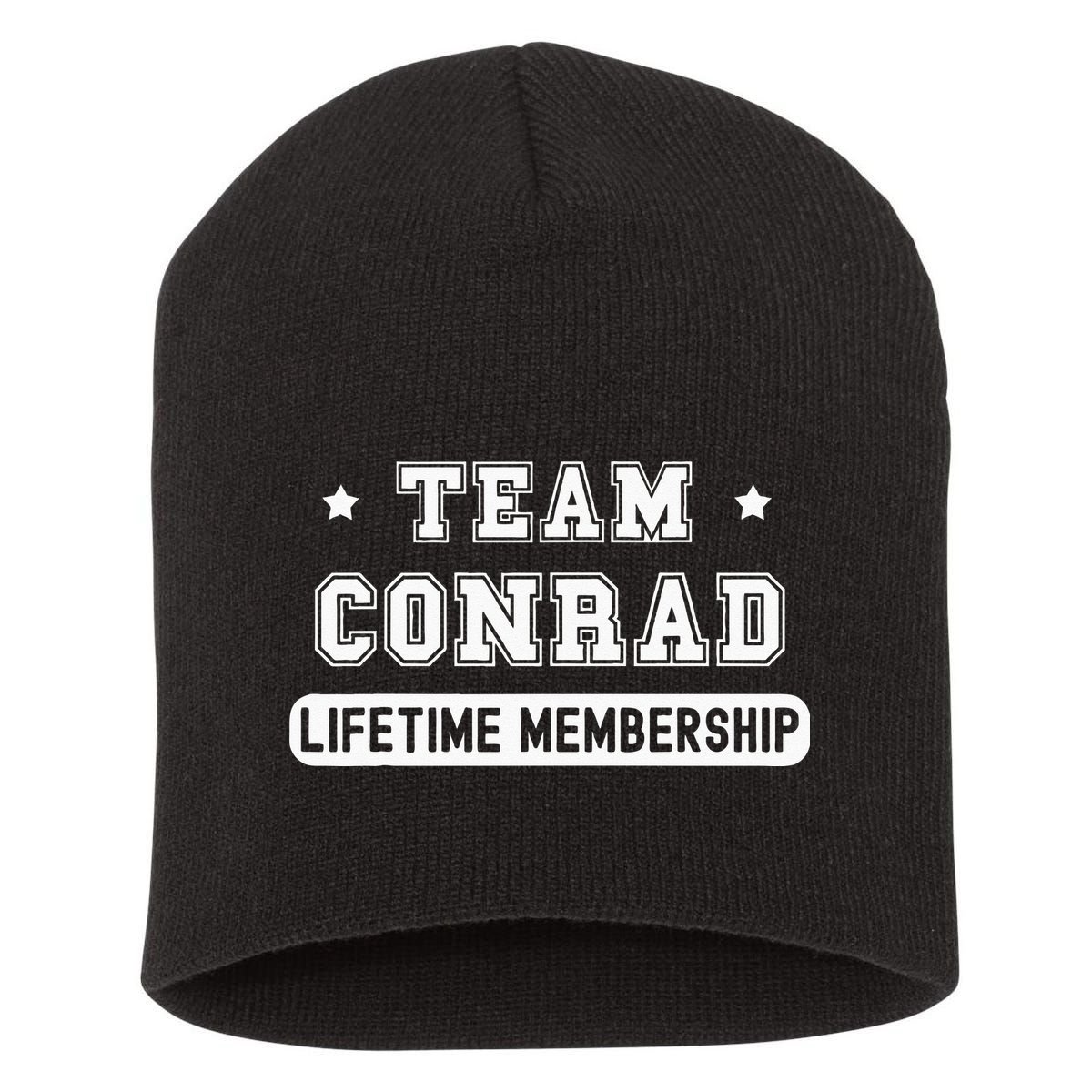 Team Conrad Lifetime Membership Funny Family Last Name Short Acrylic Beanie
