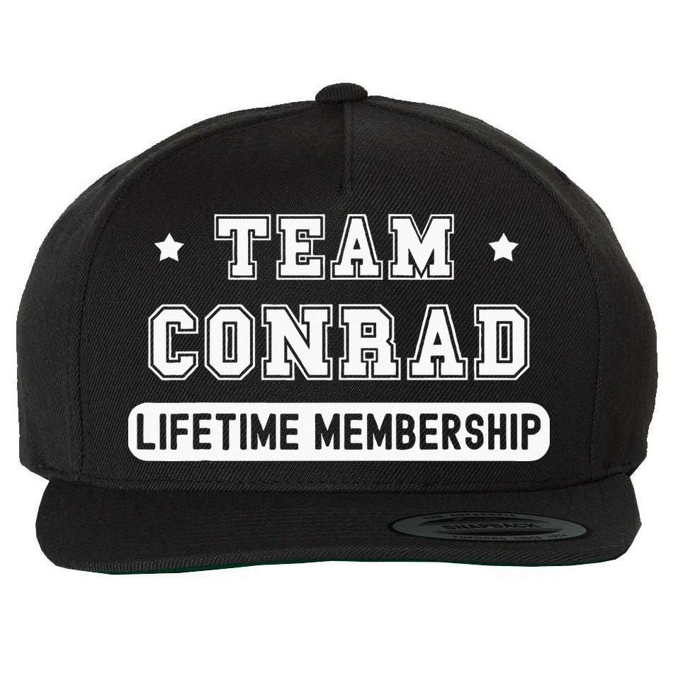 Team Conrad Lifetime Membership Funny Family Last Name Wool Snapback Cap