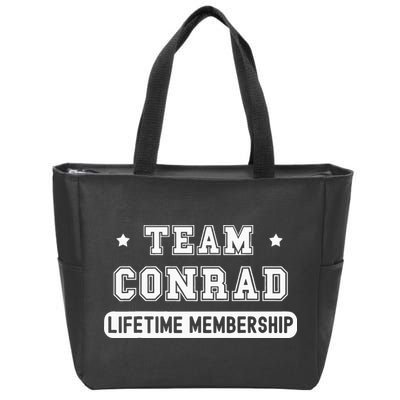 Team Conrad Lifetime Membership Funny Family Last Name Zip Tote Bag
