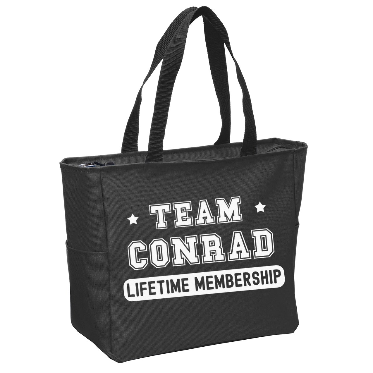 Team Conrad Lifetime Membership Funny Family Last Name Zip Tote Bag