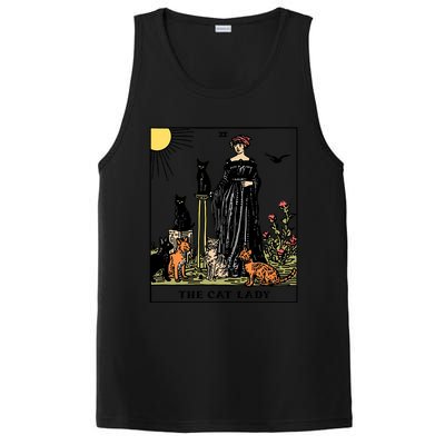 The Cat Lady Tarot Card Vintage Gothic Cat Mom Gift PosiCharge Competitor Tank