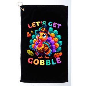 Thanksgiving Colourful Little Turkey Let S Get Gobble Cute Gift Platinum Collection Golf Towel