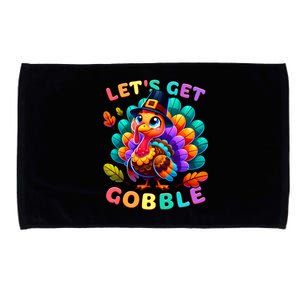 Thanksgiving Colourful Little Turkey Let S Get Gobble Cute Gift Microfiber Hand Towel