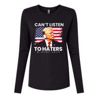 Trump Cant Listen To Haters Ear Bandage 2024 Womens Cotton Relaxed Long Sleeve T-Shirt