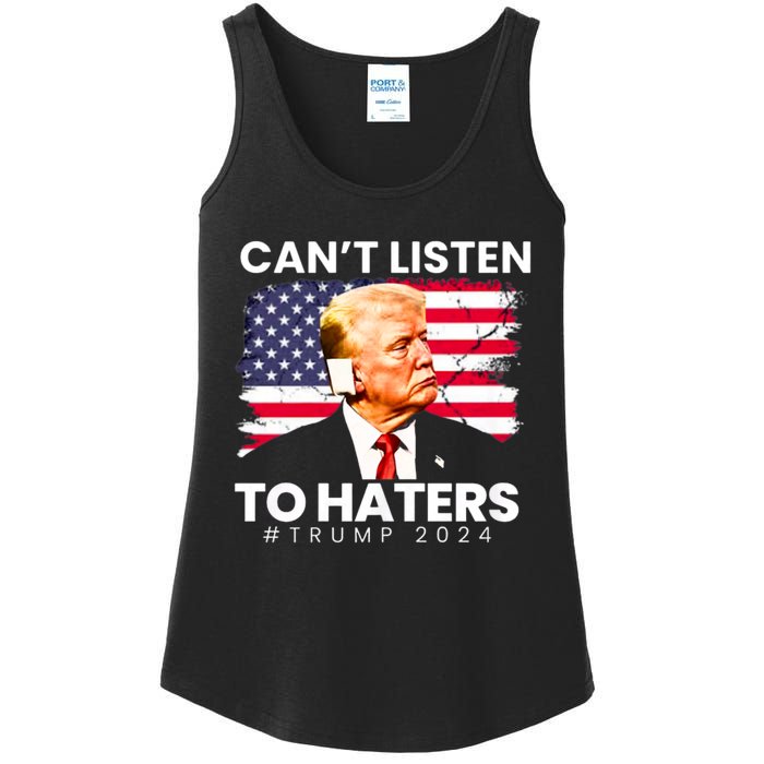 Trump Cant Listen To Haters Ear Bandage 2024 Ladies Essential Tank