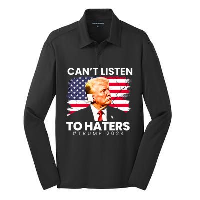 Trump Cant Listen To Haters Ear Bandage 2024 Silk Touch Performance Long Sleeve Polo