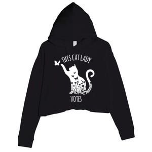 This Cat Lady Votes Ladies Is Voting Kamala Crop Fleece Hoodie