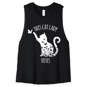 This Cat Lady Votes Ladies Is Voting Kamala Women's Racerback Cropped Tank