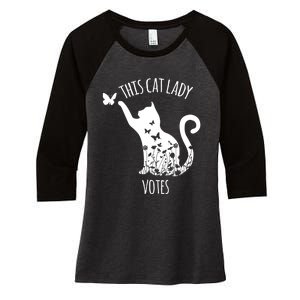 This Cat Lady Votes Ladies Is Voting Kamala Women's Tri-Blend 3/4-Sleeve Raglan Shirt