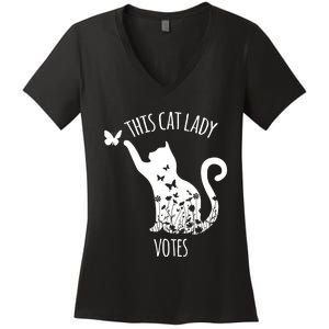 This Cat Lady Votes Ladies Is Voting Kamala Women's V-Neck T-Shirt