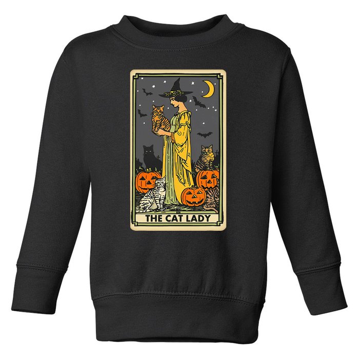 The Cat Lady Tarot Card Vintage Gothic Cat Women Cat Mom Toddler Sweatshirt