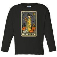 The Cat Lady Tarot Card Vintage Gothic Cat Women Cat Mom Toddler Long Sleeve Shirt