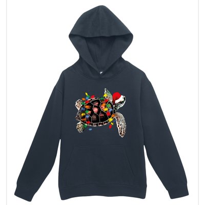 Turtle Christmas Lights Turtle Santa Hat Urban Pullover Hoodie