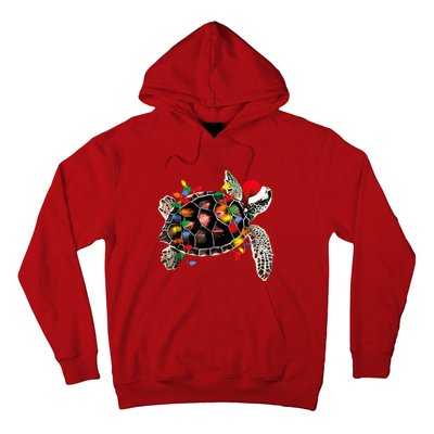 Turtle Christmas Lights Turtle Santa Hat Hoodie