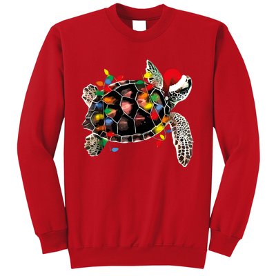 Turtle Christmas Lights Turtle Santa Hat Sweatshirt