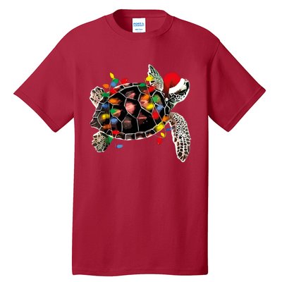 Turtle Christmas Lights Turtle Santa Hat Tall T-Shirt