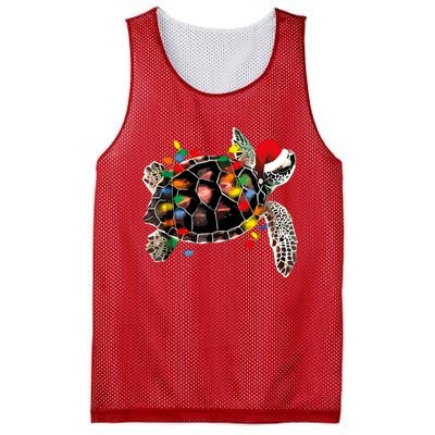 Turtle Christmas Lights Turtle Santa Hat Mesh Reversible Basketball Jersey Tank