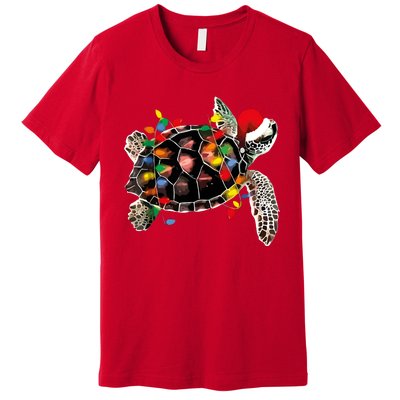 Turtle Christmas Lights Turtle Santa Hat Premium T-Shirt