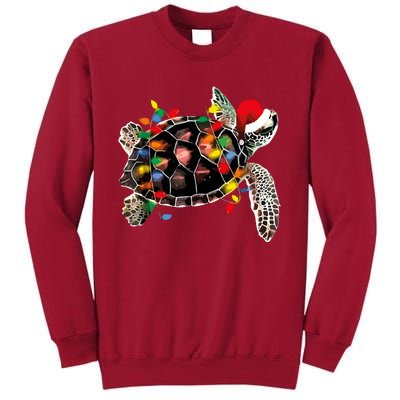 Turtle Christmas Lights Turtle Santa Hat Tall Sweatshirt