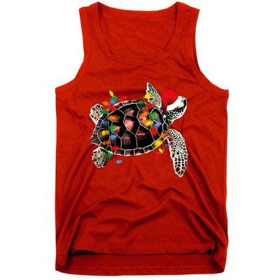 Turtle Christmas Lights Turtle Santa Hat Tank Top