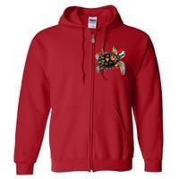 Turtle Christmas Lights Turtle Santa Hat Full Zip Hoodie