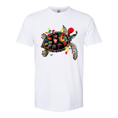 Turtle Christmas Lights Turtle Santa Hat Softstyle CVC T-Shirt