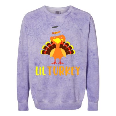 Thanksgiving Cute Lil Turkey Toddler Boys Thanksgiving Colorblast Crewneck Sweatshirt