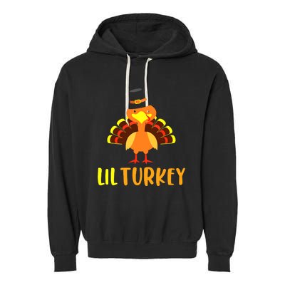 Thanksgiving Cute Lil Turkey Toddler Boys Thanksgiving Garment-Dyed Fleece Hoodie