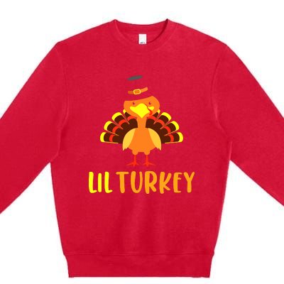 Thanksgiving Cute Lil Turkey Toddler Boys Thanksgiving Premium Crewneck Sweatshirt