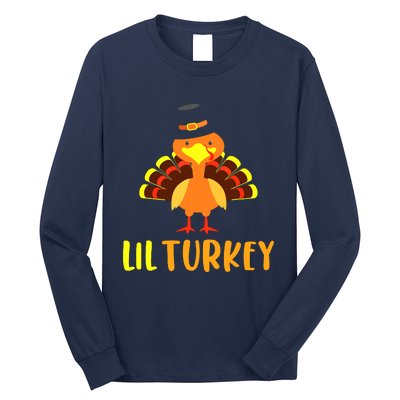 Thanksgiving Cute Lil Turkey Toddler Boys Thanksgiving Long Sleeve Shirt