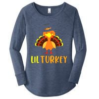 Thanksgiving Cute Lil Turkey Toddler Boys Thanksgiving Women's Perfect Tri Tunic Long Sleeve Shirt