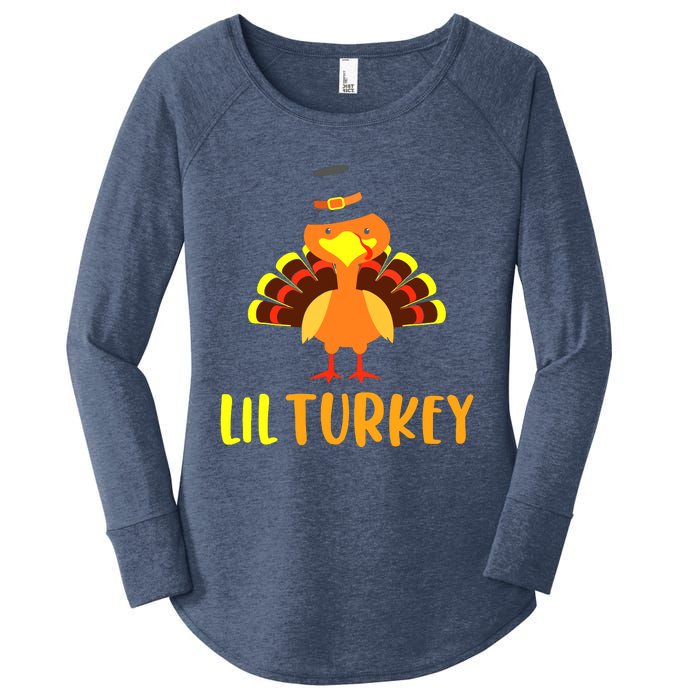 Thanksgiving Cute Lil Turkey Toddler Boys Thanksgiving Women's Perfect Tri Tunic Long Sleeve Shirt