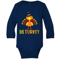 Thanksgiving Cute Lil Turkey Toddler Boys Thanksgiving Baby Long Sleeve Bodysuit