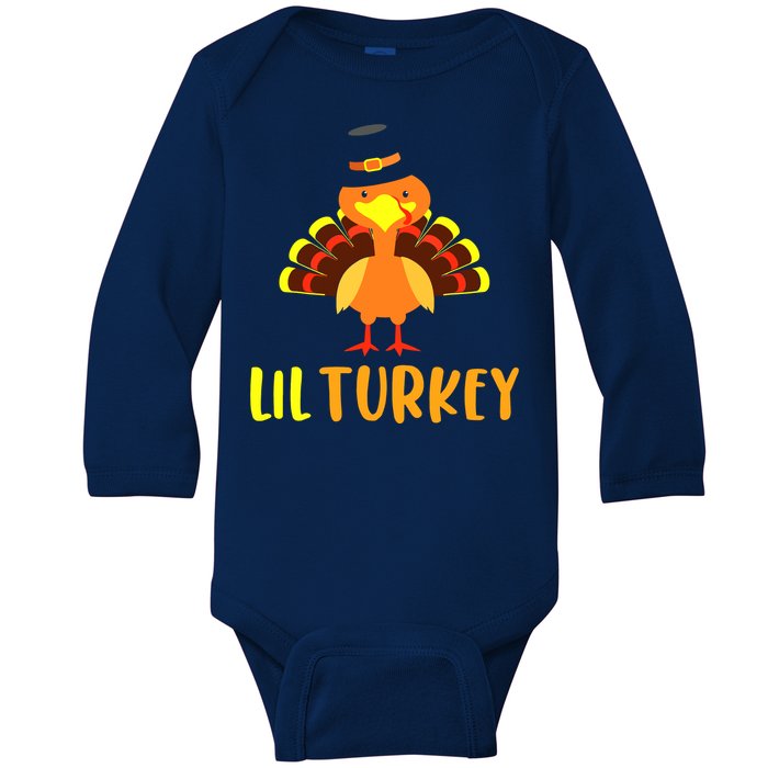 Thanksgiving Cute Lil Turkey Toddler Boys Thanksgiving Baby Long Sleeve Bodysuit