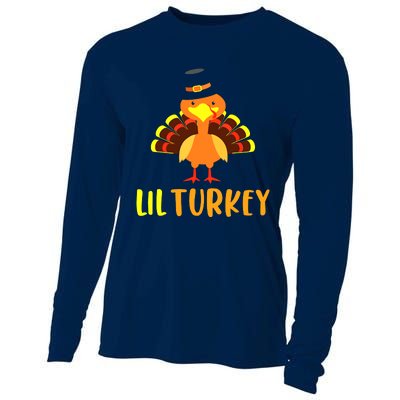 Thanksgiving Cute Lil Turkey Toddler Boys Thanksgiving Cooling Performance Long Sleeve Crew