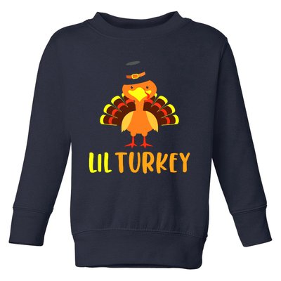 Thanksgiving Cute Lil Turkey Toddler Boys Thanksgiving Toddler Sweatshirt