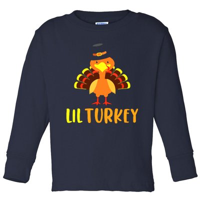 Thanksgiving Cute Lil Turkey Toddler Boys Thanksgiving Toddler Long Sleeve Shirt