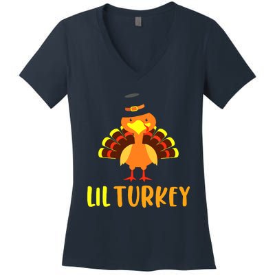 Thanksgiving Cute Lil Turkey Toddler Boys Thanksgiving Women's V-Neck T-Shirt