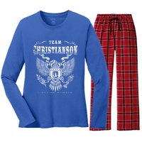 Team Christianson Lifetime Member Last Name Gift Women's Long Sleeve Flannel Pajama Set 