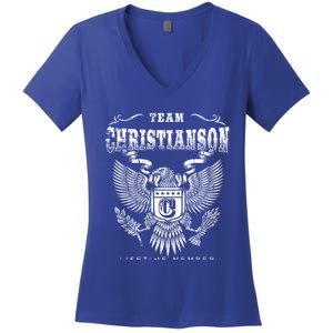 Team Christianson Lifetime Member Last Name Gift Women's V-Neck T-Shirt