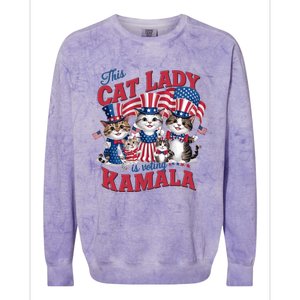 This Cat Lady Voting For Kamala Harris 2024 1st Female President Colorblast Crewneck Sweatshirt