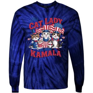 This Cat Lady Voting For Kamala Harris 2024 1st Female President Tie-Dye Long Sleeve Shirt